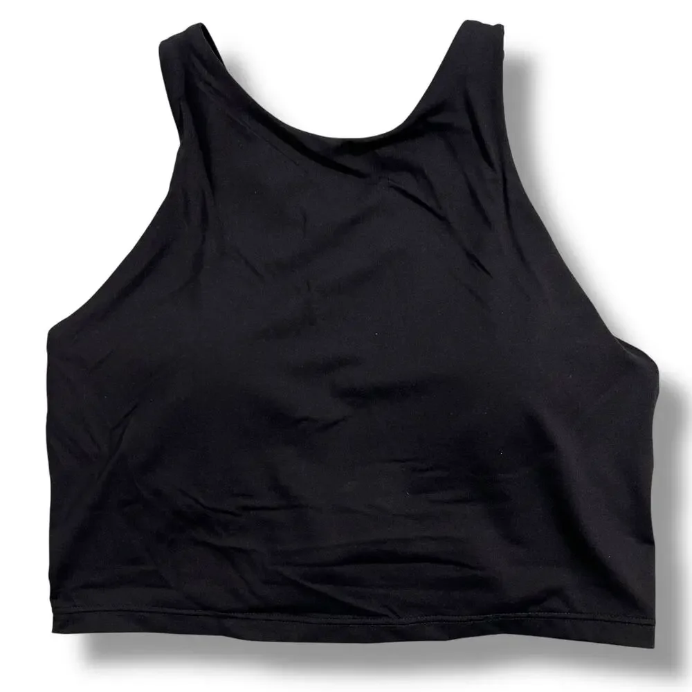 Athleta Womens Long Line Sports Bra Removable Pads Stretch Solid Black Small